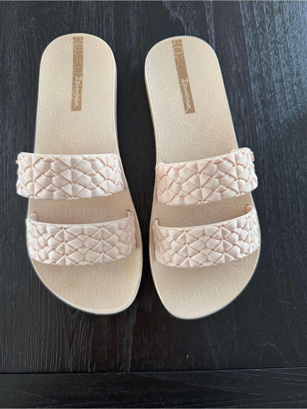 Ipanema Cream Double-Strap Woven Slide Sandals